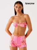 Tamra Strapless Bikini Top - Tropical Pink Print