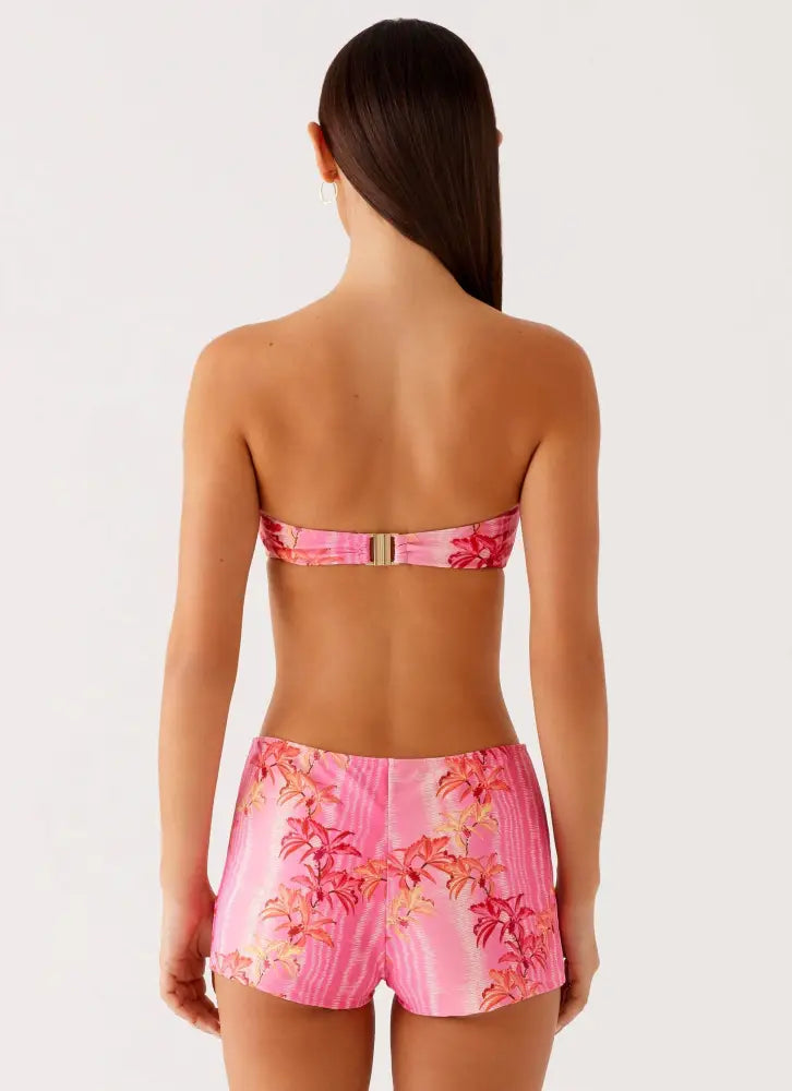 Tamra Strapless Bikini Top - Tropical Pink Print