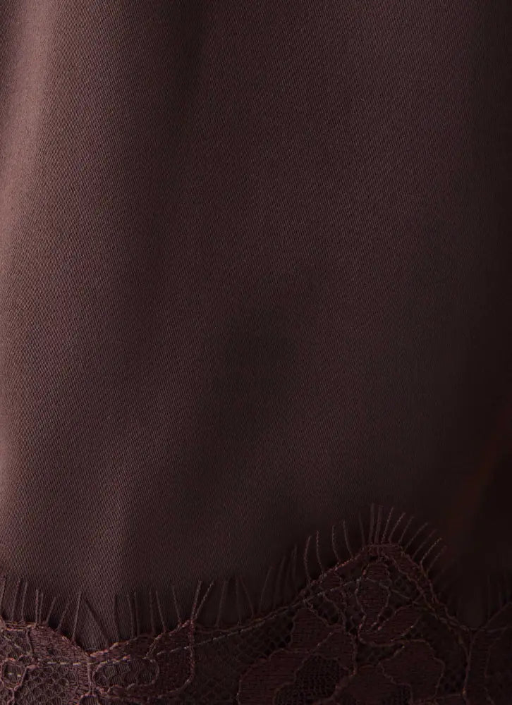 Tarina Lace Trim Mini Shorts - Chocolate