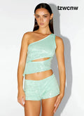 Travis Sequin Mini Shorts - Sage