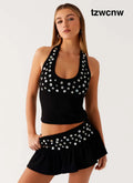Vegas Nights Halter Neck Top - Black