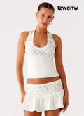 Vegas Nights Halter Neck Top - White