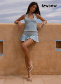 Vegas Nights Low Rise Skort - Blue