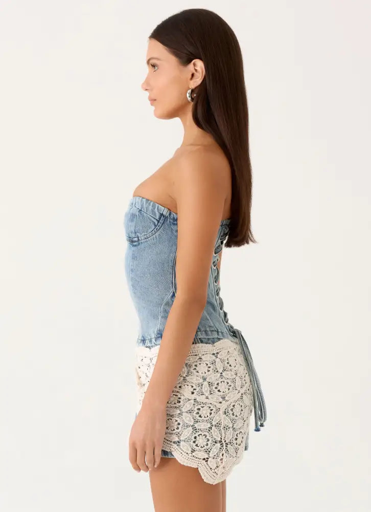 Vianna Denim Bustier Top - True Denim