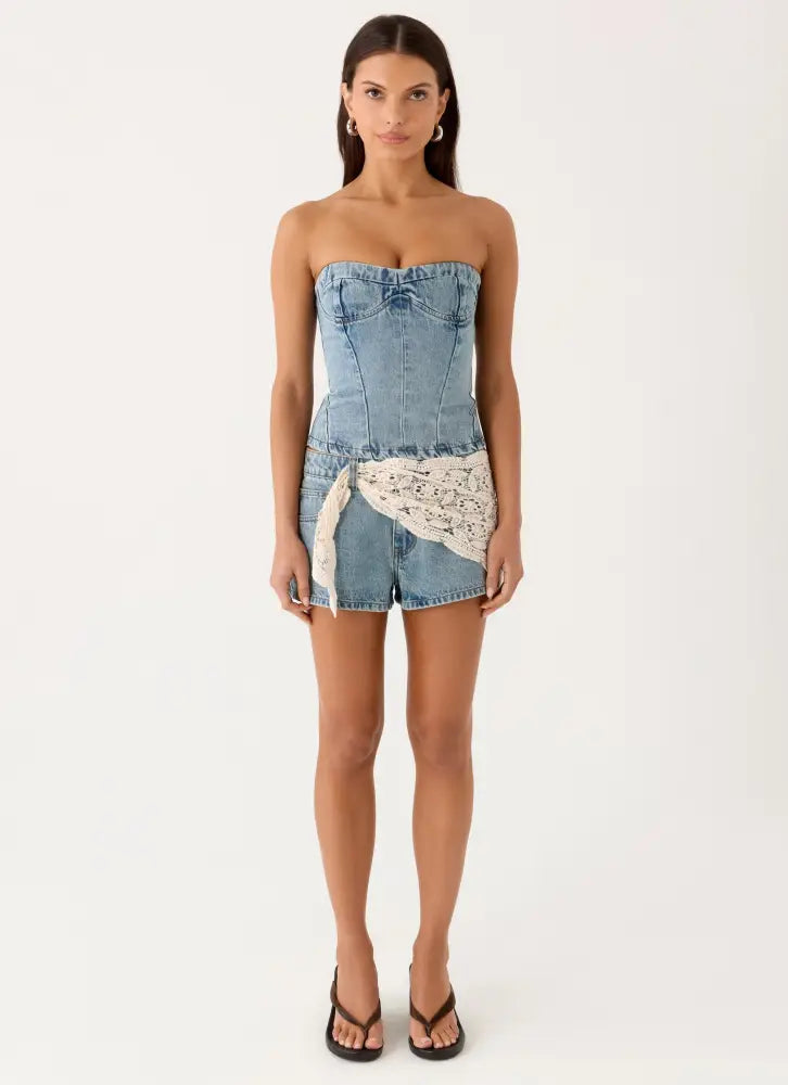 Vianna Denim Bustier Top - True Denim