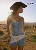 Vianna Denim Bustier Top - True Denim