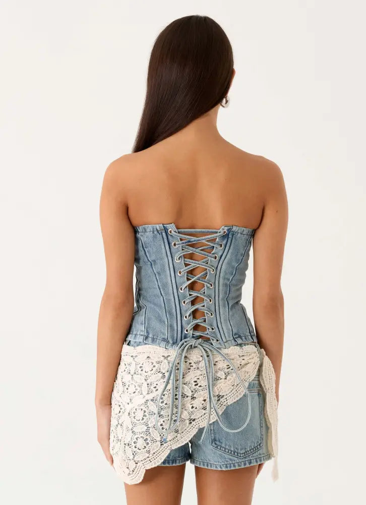 Vianna Denim Bustier Top - True Denim