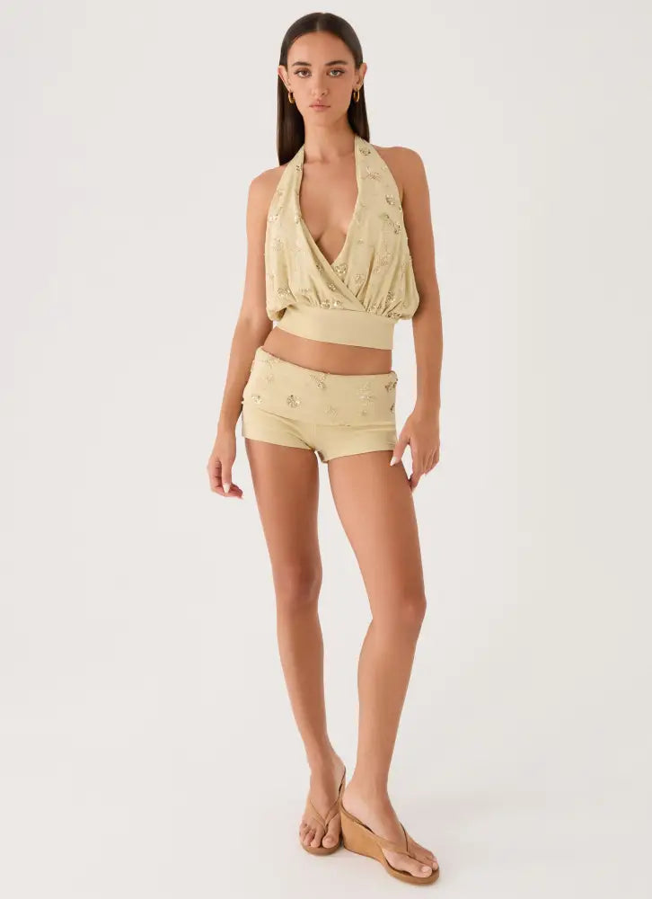 Vivienne Mini Shorts - Pale Olive